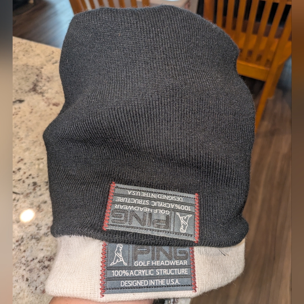 Ping Black and Cream Golf Beanie